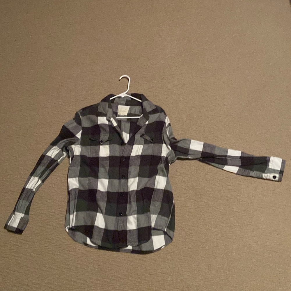 Green/black/gray American eagle flannel
